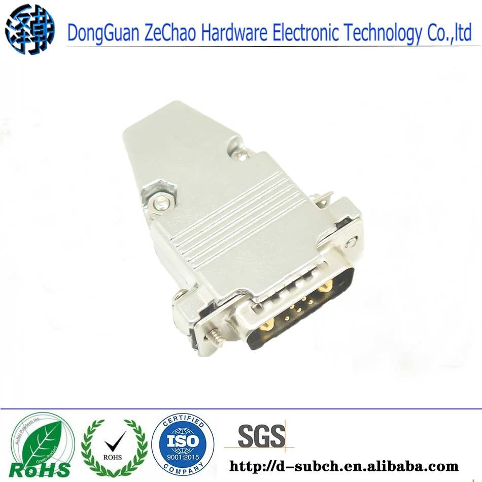 D-SUB 15p 26p 5W5 4W4 7W2 connector zinc alloy plated nickel metal hood